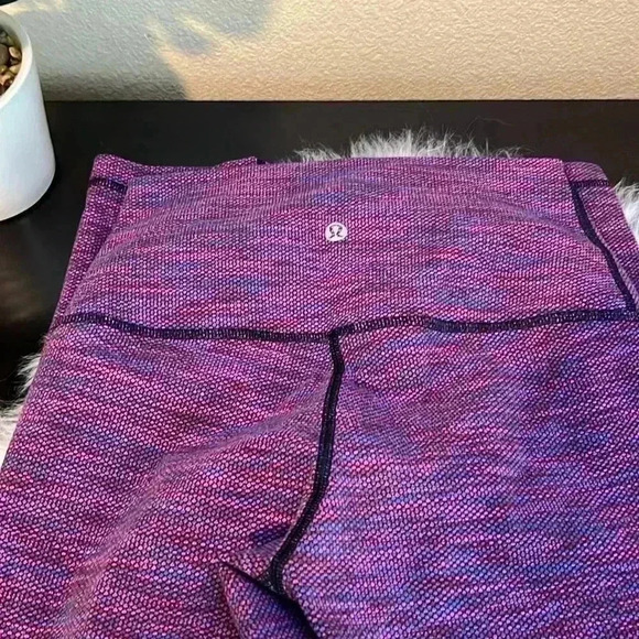 Lululemon Wunder Under Crop Diamond Jacquard Space Dye Blue Magenta - Picture 2 of 3